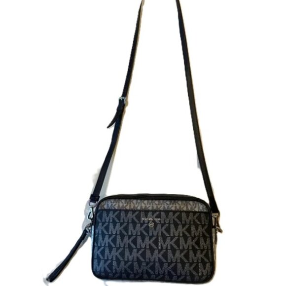 Michael Kors Handbags - Michael Kors Black and Silver Logo Crossbody Bag